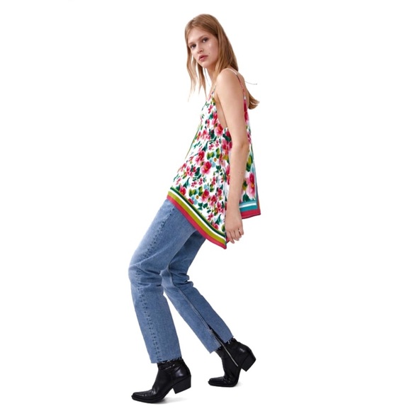 Zara NWT Printed Floral Flowy and Loose Tank in size XS - Picture 4 of 11